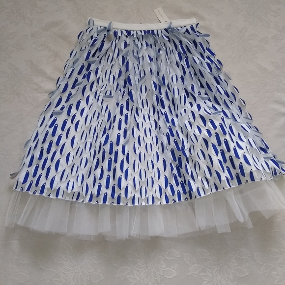 Rare find 🎀 Eva Franco Anthro tulle petal blue motif flare skirt - Picture 1 of 8